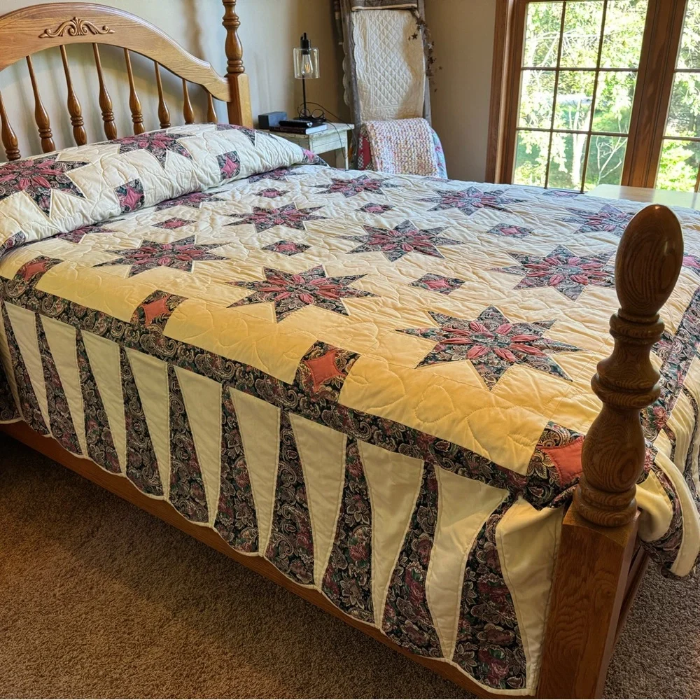Authentic Vintage Amish Made Queen Size Quilt
